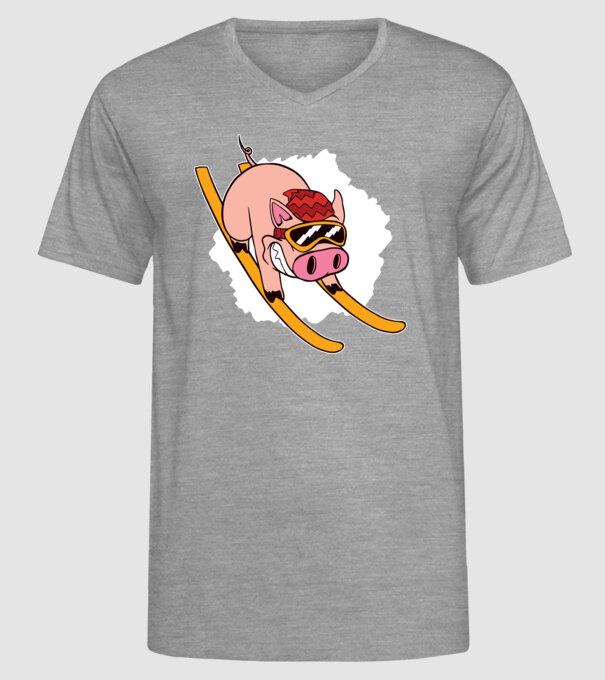 Porcușor schior model gri pe tricou