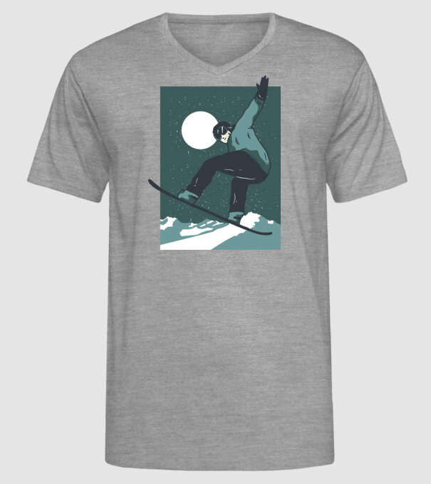 Săritură Snowboard model gri pe tricou