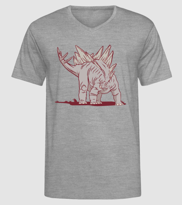 Stegosaurus dinozaur model gri pe tricou