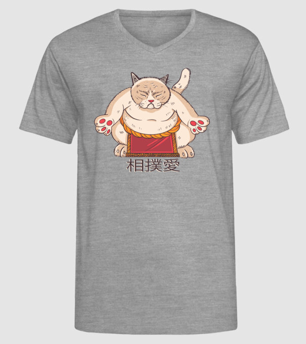 Pisică Sumo model gri pe tricou