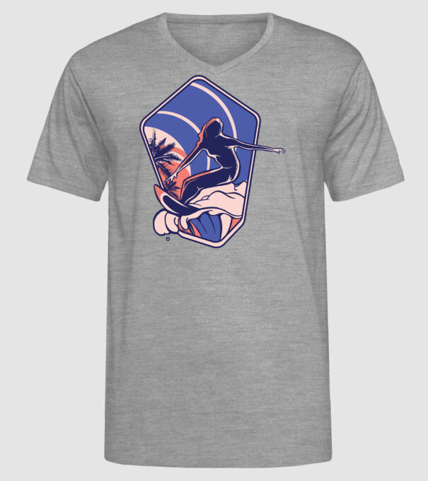 Surf ilustrare model gri pe tricou