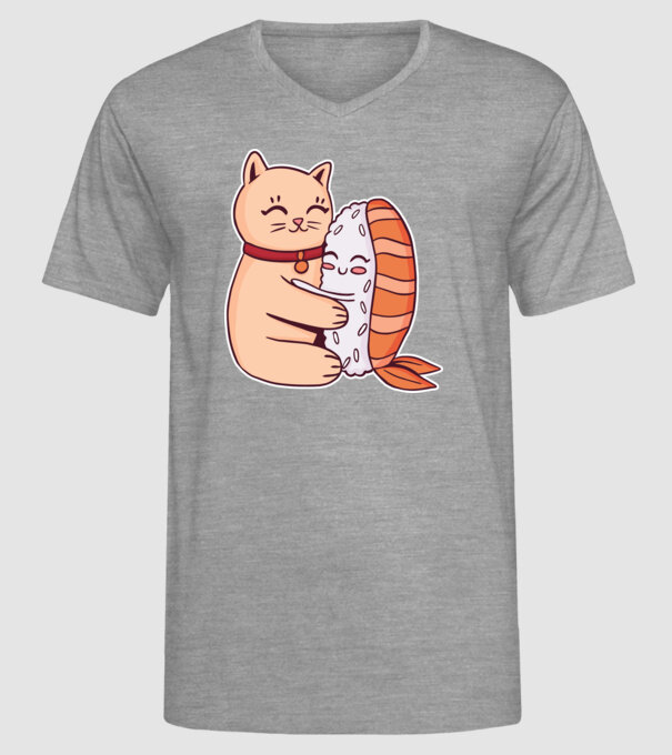 Sushi cu Pisică model gri pe tricou