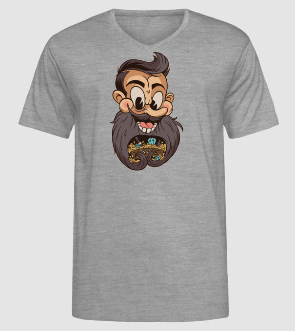 Comoară barbă model gri pe tricou
