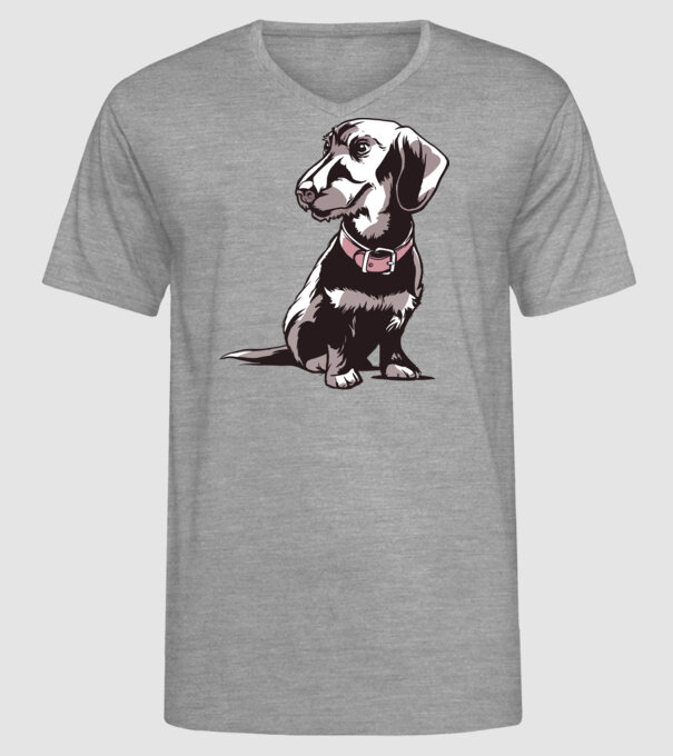 Teckel cu părul sârmos model gri pe tricou