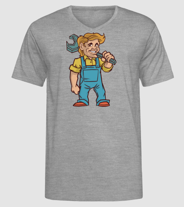 Instalator model gri pe tricou