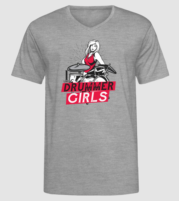 Îmi plac fetele bateriste model gri pe tricou