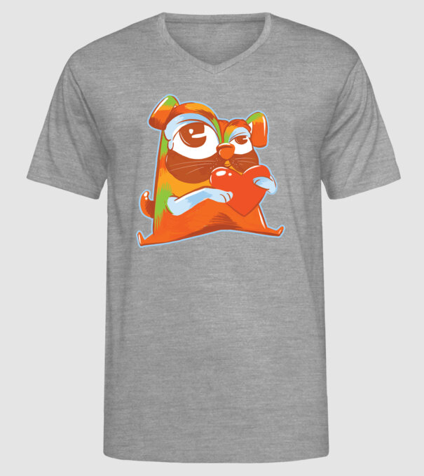Mops colorat model gri pe tricou