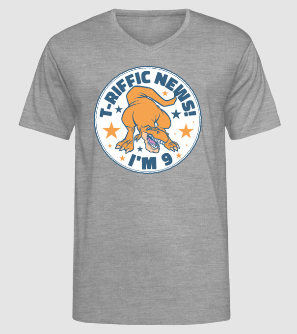 'T-rex Terrific news i''m 9' model gri pe tricou