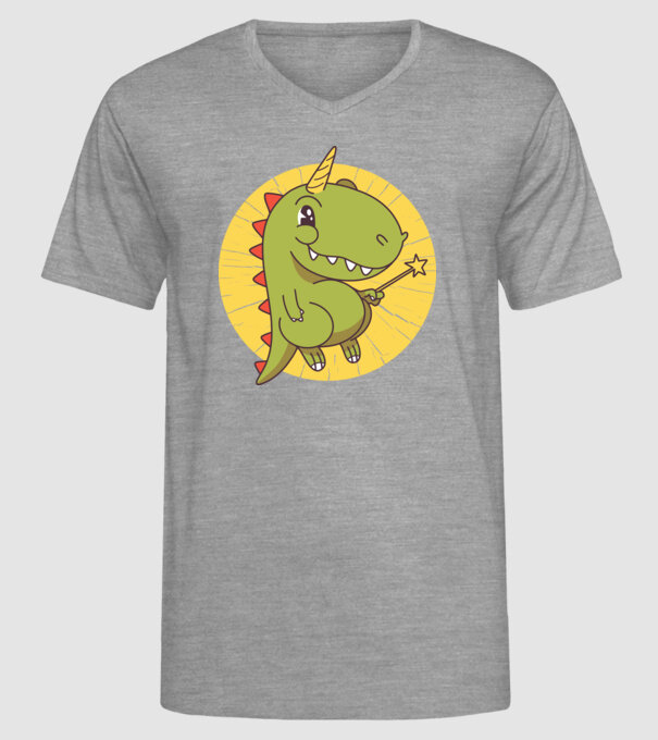 T-rex Unicorn cu baghetă magică model gri pe tricou