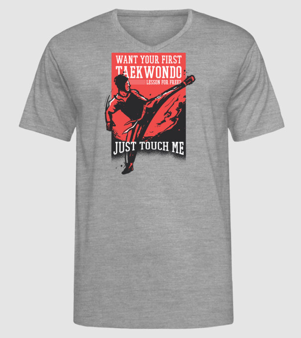 Lecție de Taekwondo model gri pe tricou