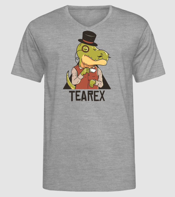 Tea Rex dinozaur cu ceai model gri pe tricou