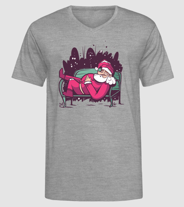 Moș Crăciun doarme model gri pe tricou