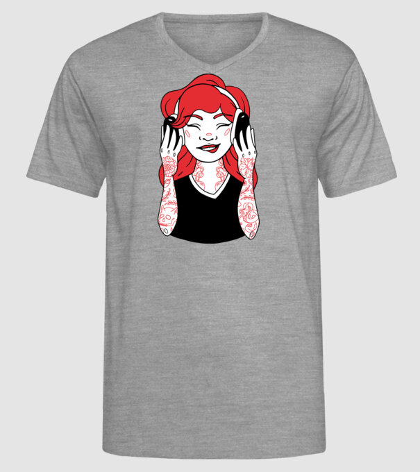 Fată Gamer tatuată model gri pe tricou