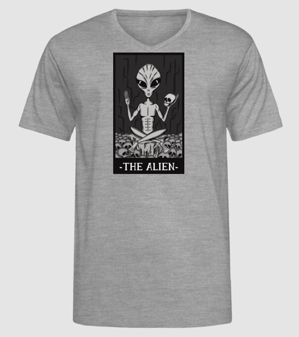 Extraterestru - Carte de tarot model gri pe tricou