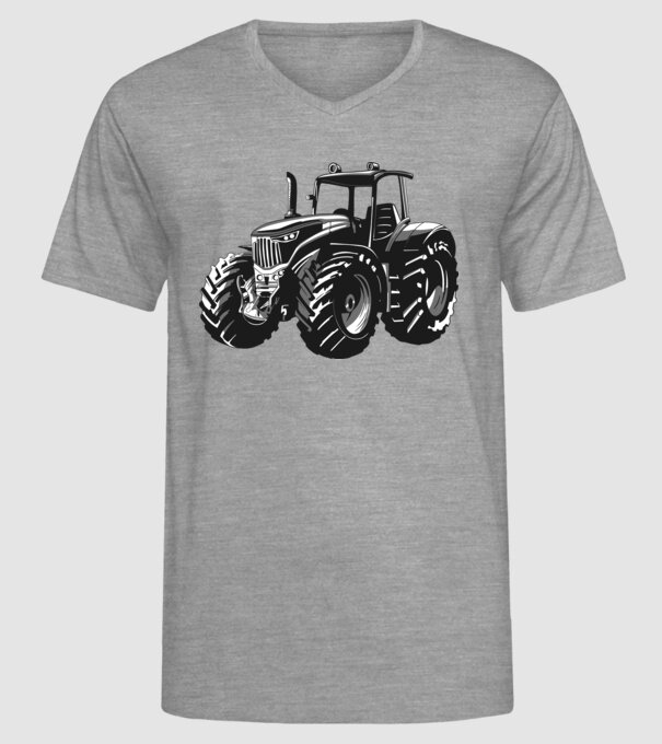 Tractor model gri pe tricou
