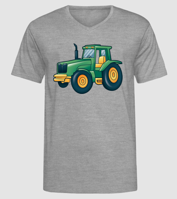 Desen Tractor model gri pe tricou