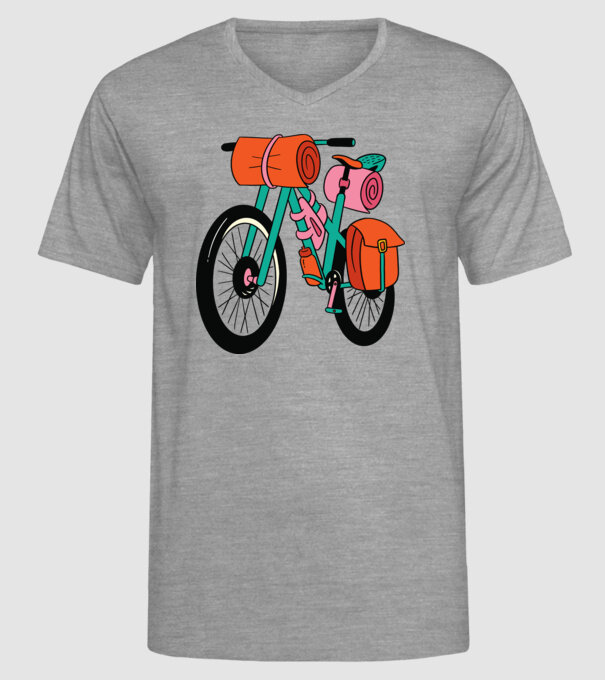 Bicicletă Drumeție model gri pe tricou