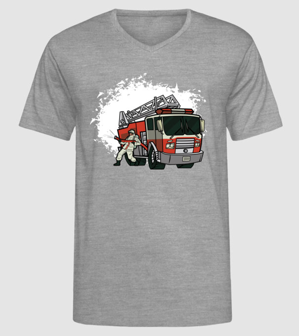 Pompier în acțiune model gri pe tricou