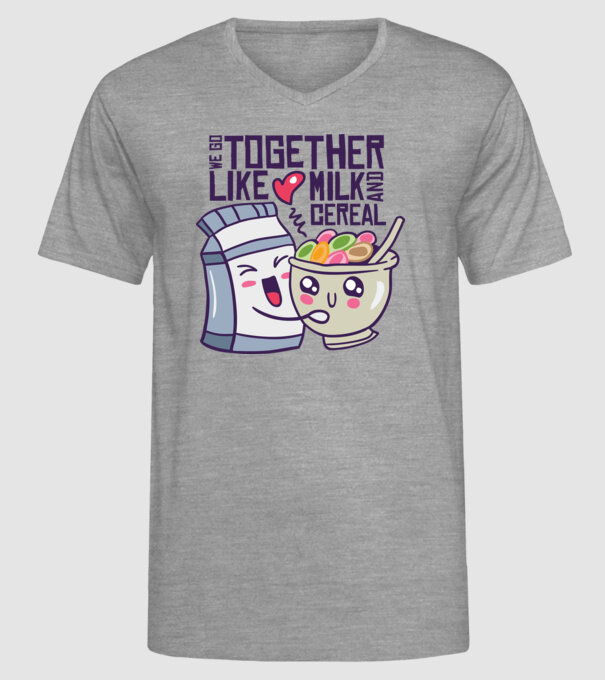 Mergem împreună ca laptele și cerealele model gri pe tricou