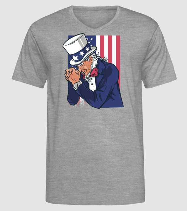 Uncle Sam se roagă model gri pe tricou