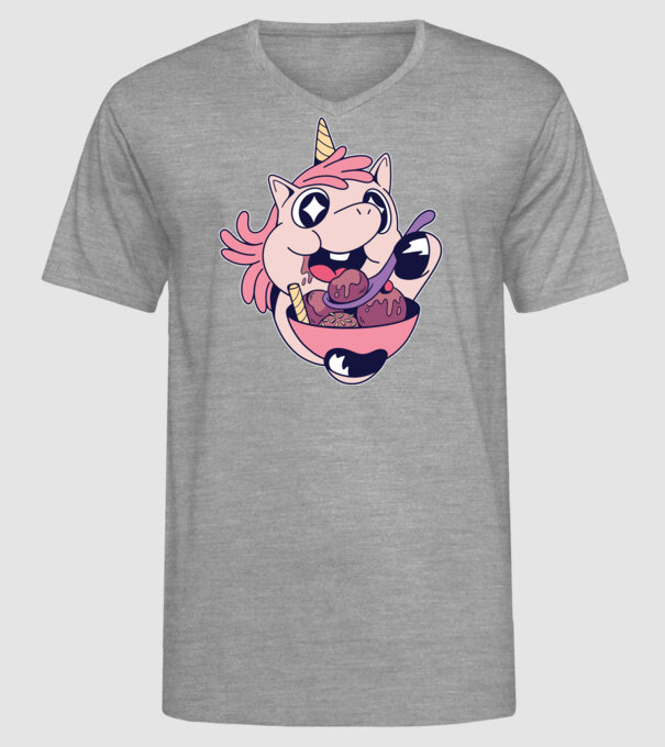Unicorn Înghețată model gri pe tricou