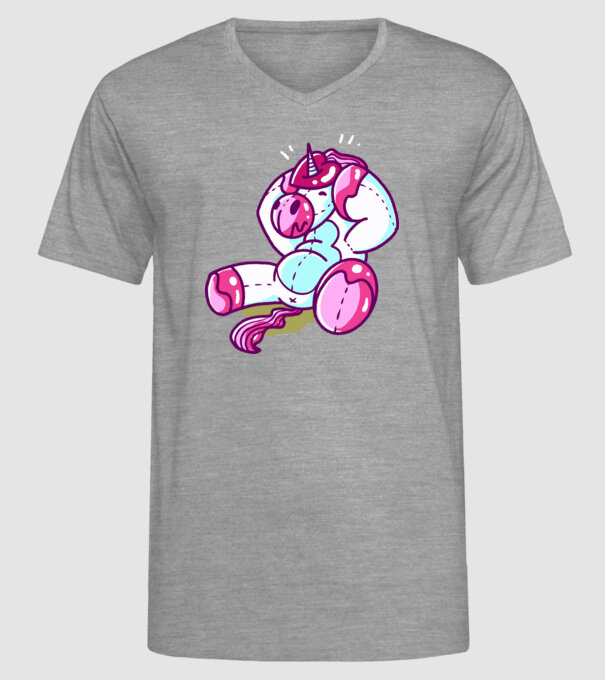 Unicorn cu inimă încornorată model gri pe tricou