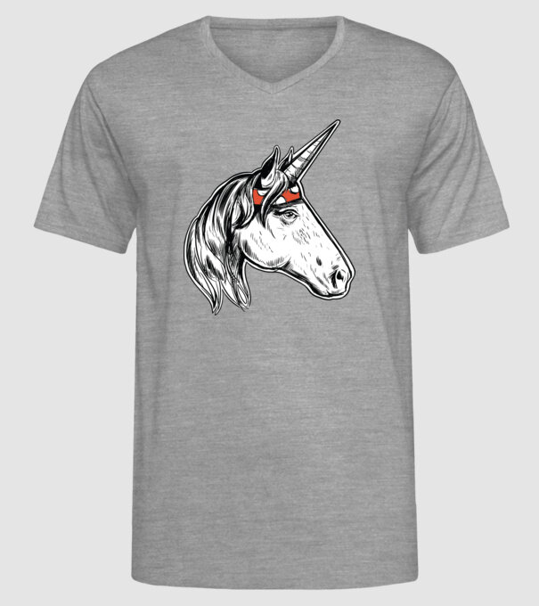 Cal Unicorn model gri pe tricou