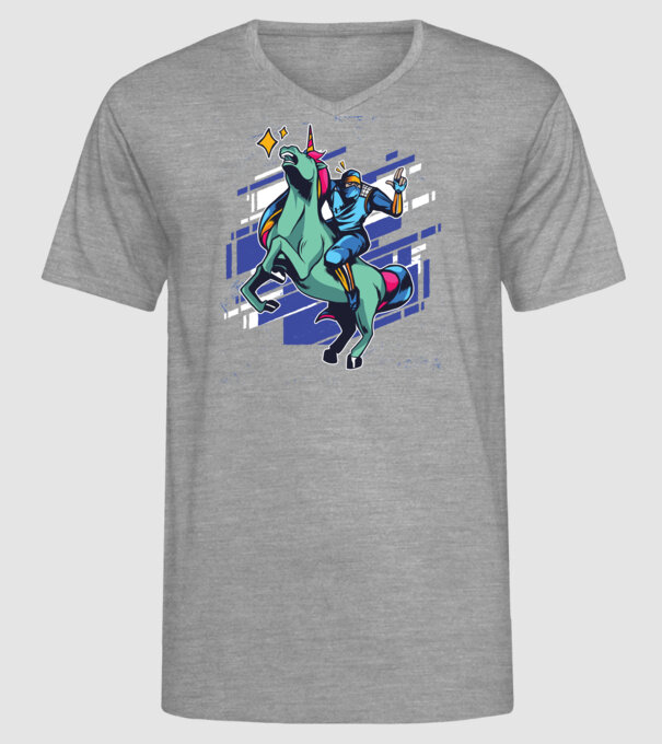 Unicorn Ninja model gri pe tricou