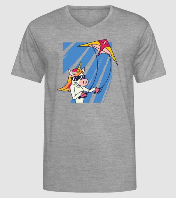 Unicorn lansează zmeie tricou drăguț model gri pe tricou
