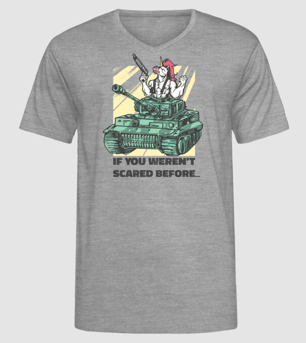 Unicorn Tanc model gri pe tricou