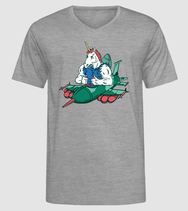 Unicorn Avion de vânătoare model gri pe tricou