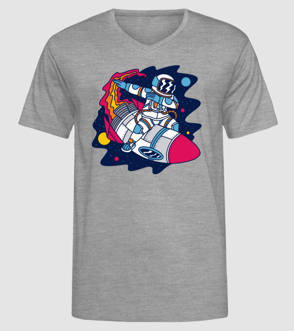 Astronaut DAB model gri pe tricou