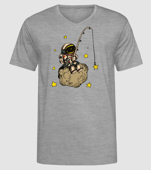 Pescar Astronaut model gri pe tricou