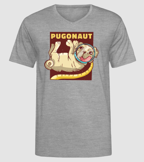 Mops Astronaut model gri pe tricou