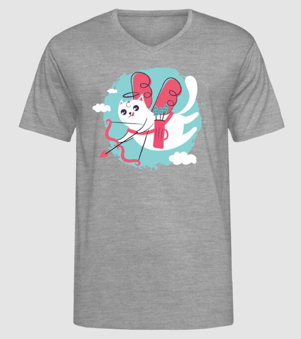 Pisică Valentin model gri pe tricou