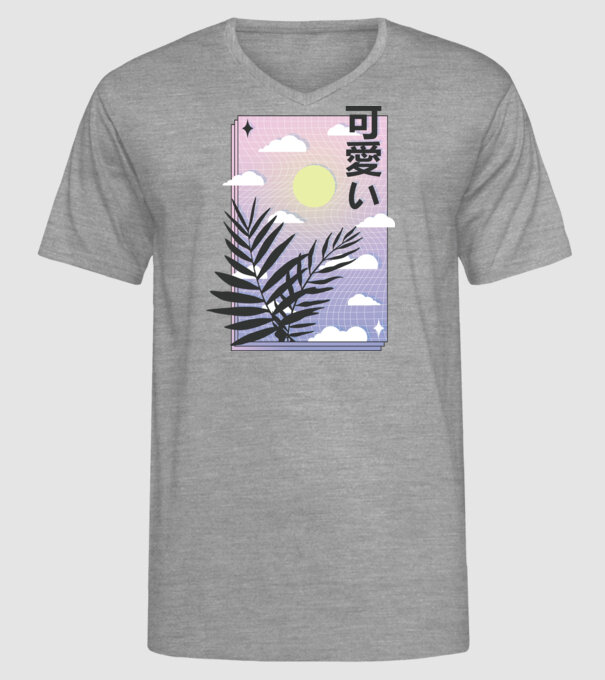 Vaporwave Val model gri pe tricou