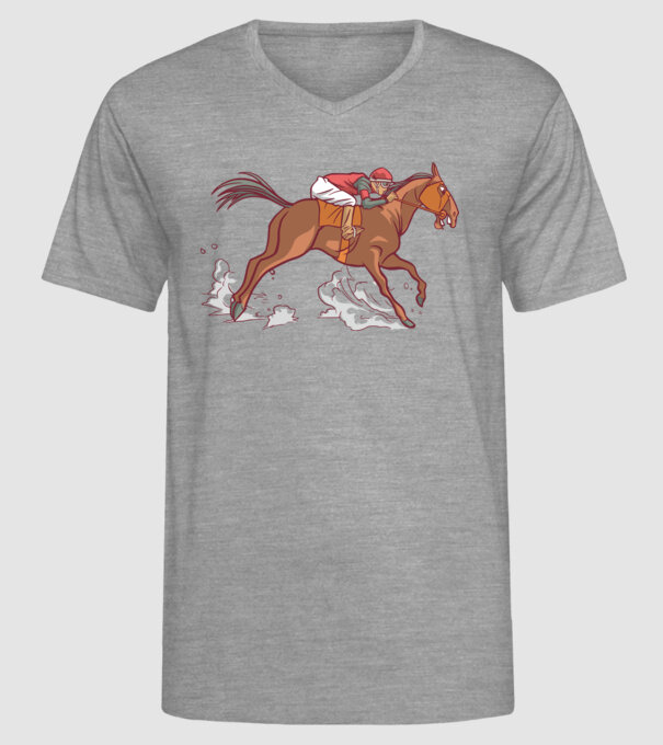 Cal de cursă Călăreț model gri pe tricou
