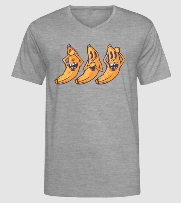 Banane amuzante - Nu vede, nu vorbește, nu aude model gri pe tricou
