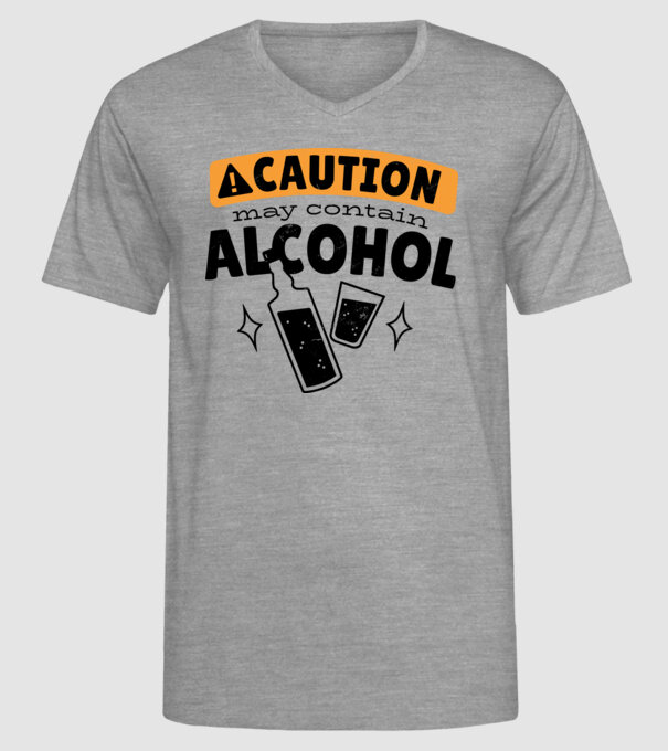 Atenție, poate conține alcool model gri pe tricou