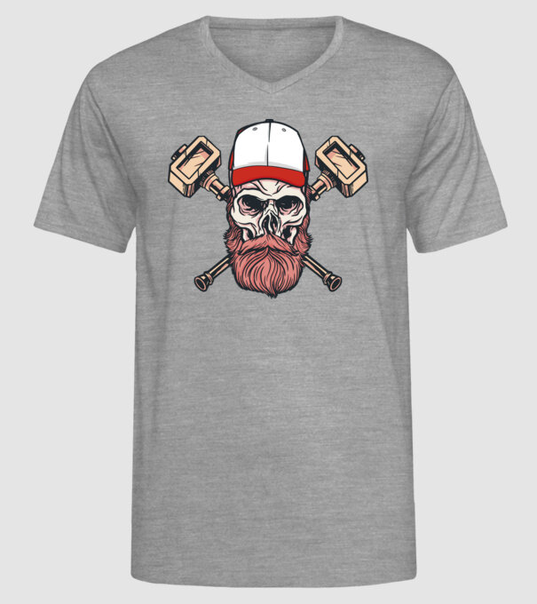 Craniu Viking model gri pe tricou