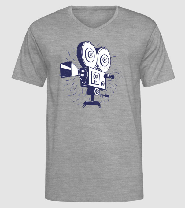 Camera video retro Vintage model gri pe tricou