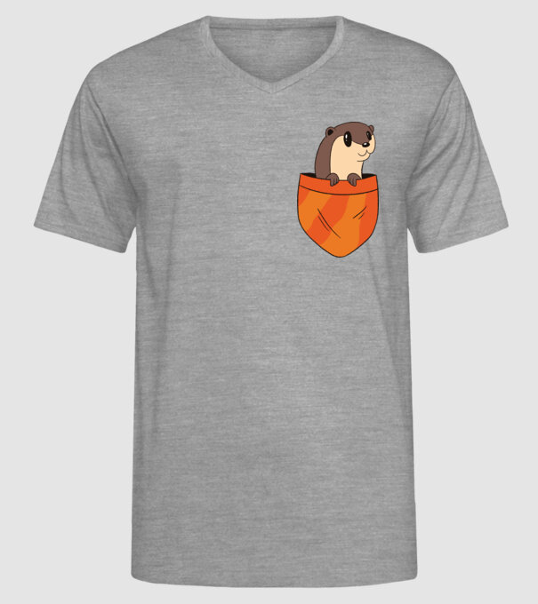 Vidra de buzunar model gri pe tricou