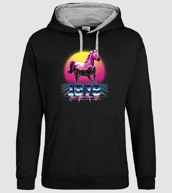 1978 Year of the Horse model negru pe tricou