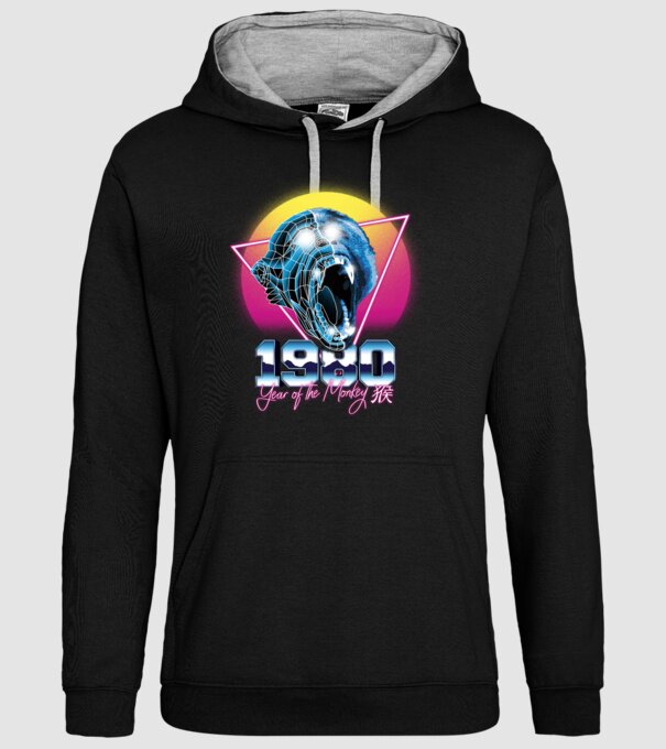 1980 Year of the Monkey model negru pe tricou