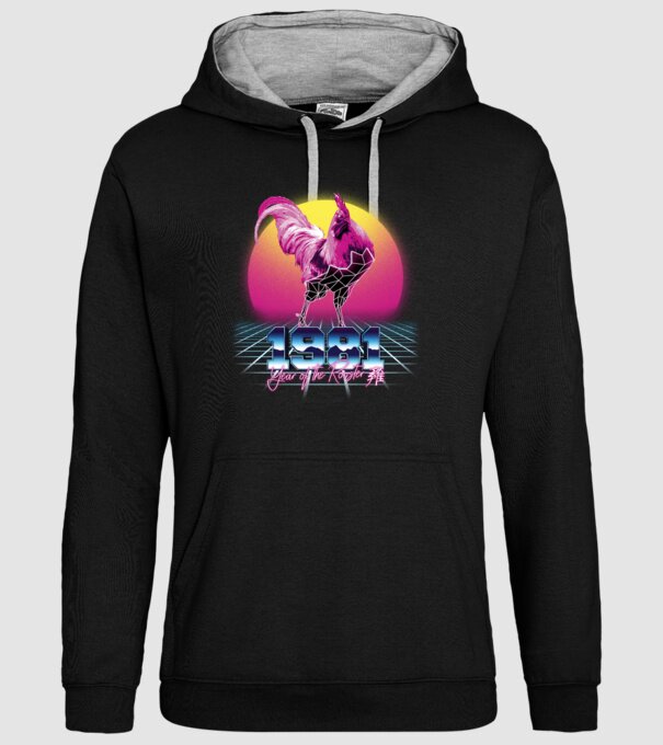 1981 Year of the Rooster model negru pe tricou