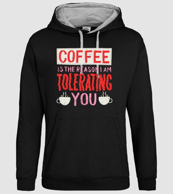 Cafeaua este motivul pentru care încă te mai suport model negru pe tricou