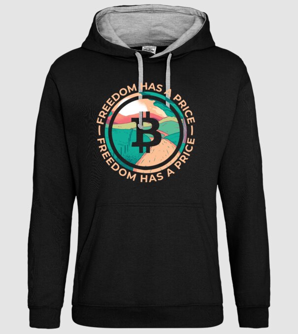 Libertatea are preț Bitcoin model negru pe tricou