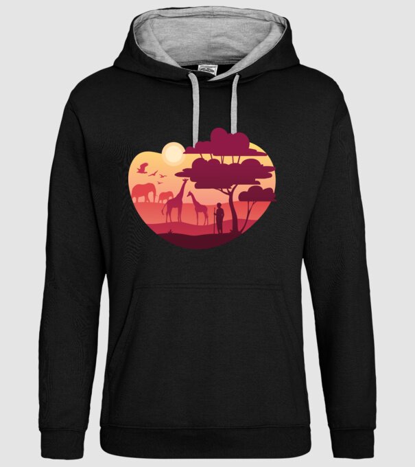 Peisaj african model negru pe tricou