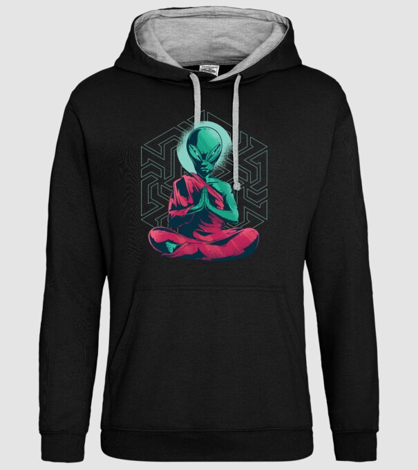 Meditație Alien model negru pe tricou