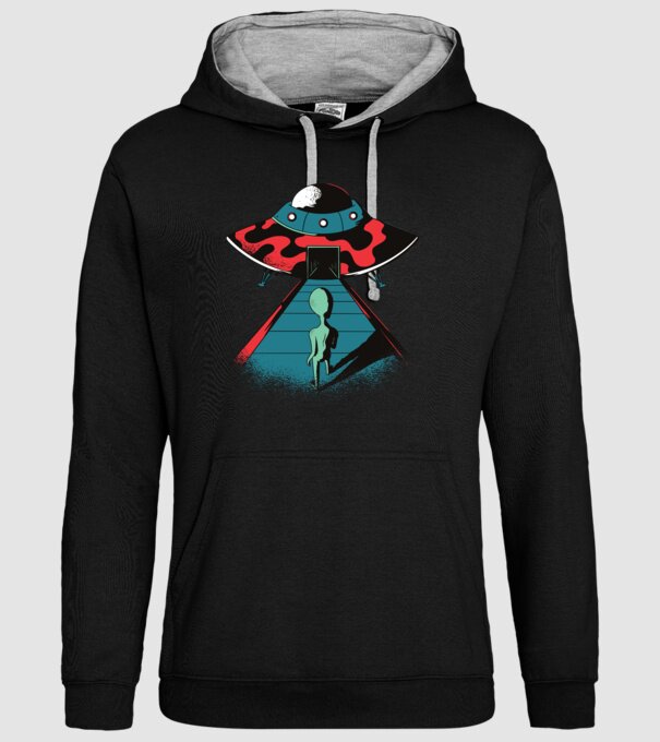 Alien Ufo model negru pe tricou